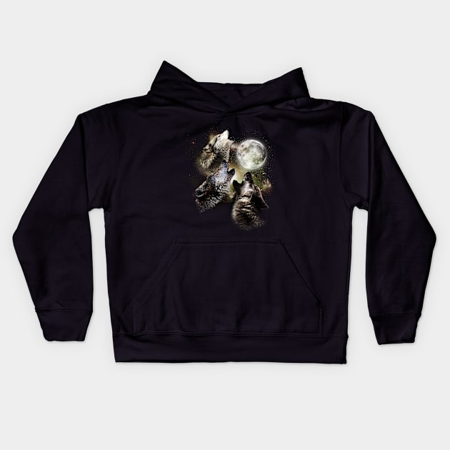 wolves howling Kids Hoodie by autopic